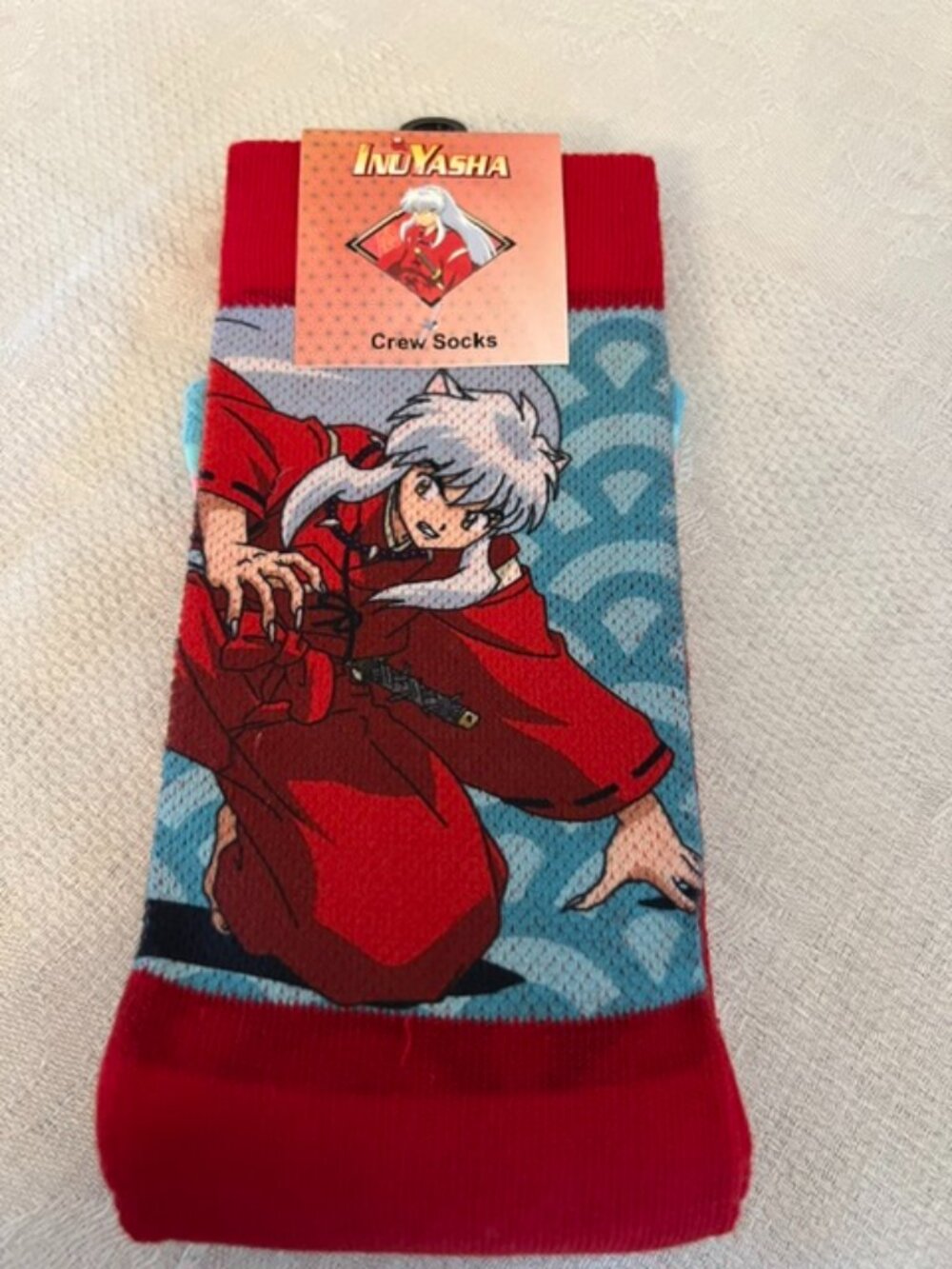Culture Fly InuYasha Sublimated Red & Teal Unisex Crew Socks One Size